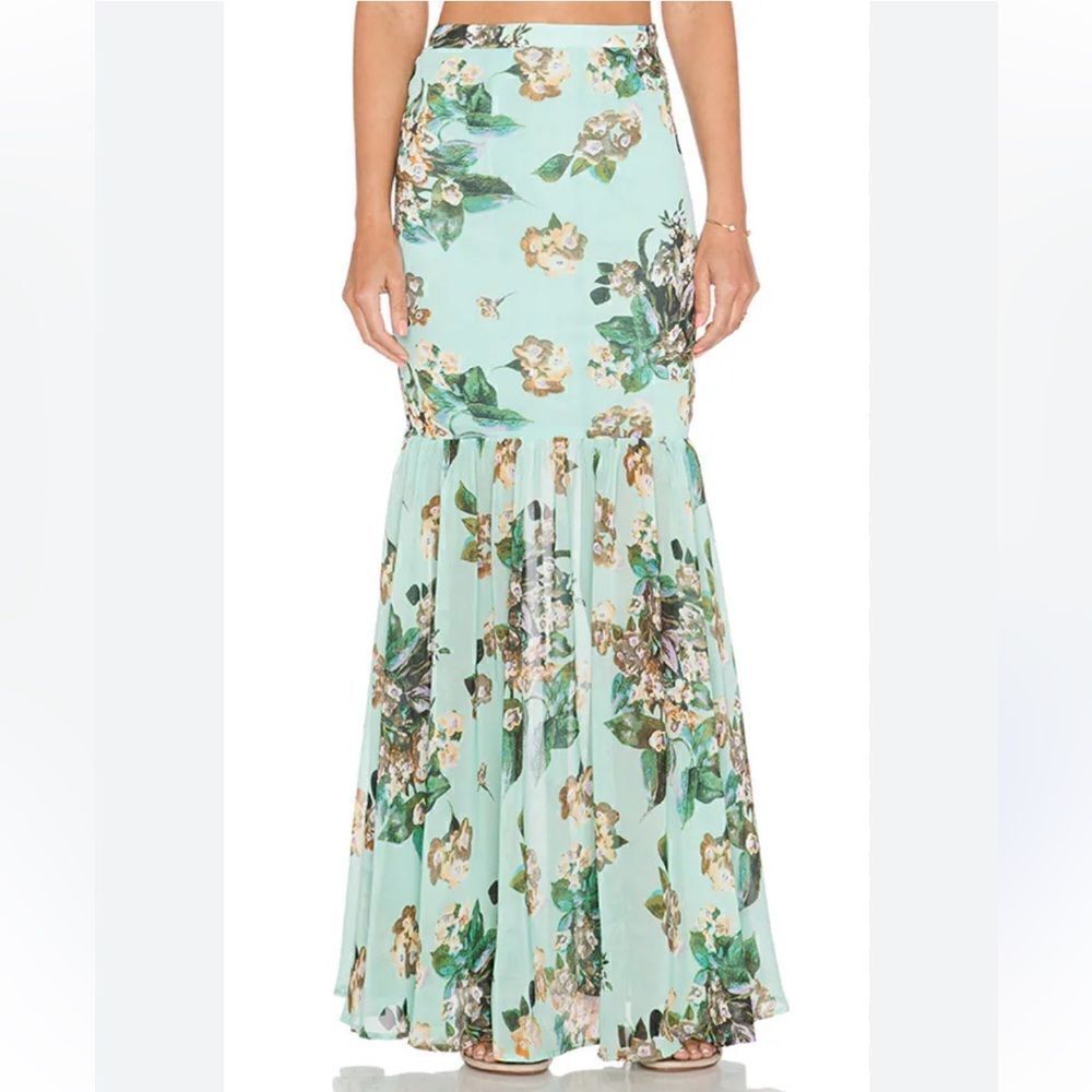 Ladakh Fresh Floral Maxi Mermaid Skirt in Turquoise | REVOLVE, NWOT